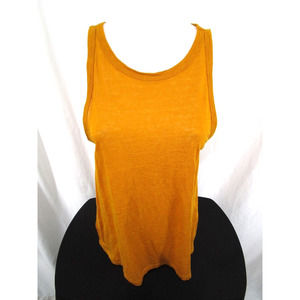Lou & Grey Marigold Yellow Orange 100% Linen Knit Sleeveless Tank Top Women Sz L